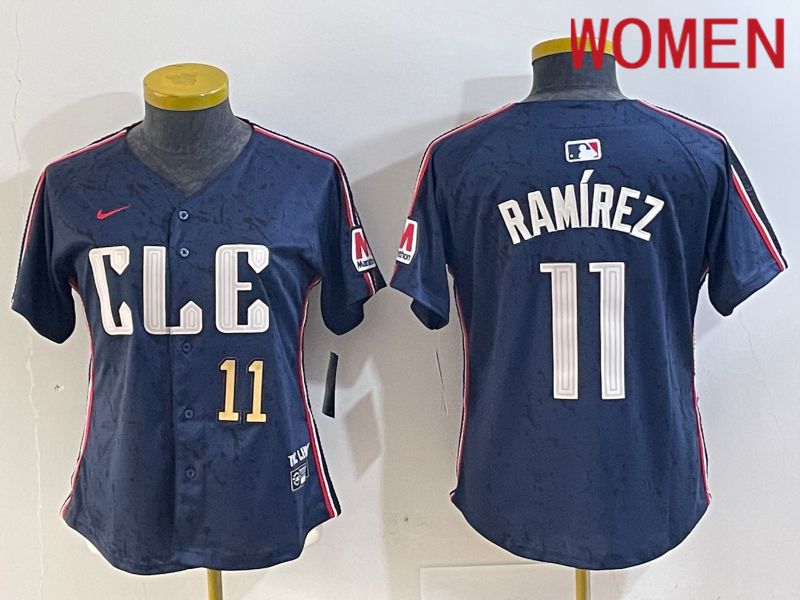 Women Cleveland Indians 11 Ramirez Blue City Edition Nike 2024 MLB Jersey style 3